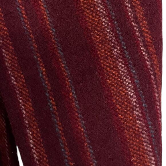 COMME CA ISM Muffler 12'x65' Scarf Fringed Wool Blend Burgundy Striped EUC Read - Picture 4 of 6